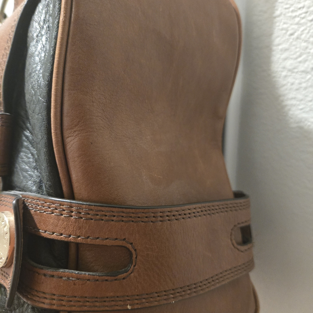 Vintage Michael Kors Harness Black Pebbled Leather Handbag with Gold Accents - Picture 3 of 7